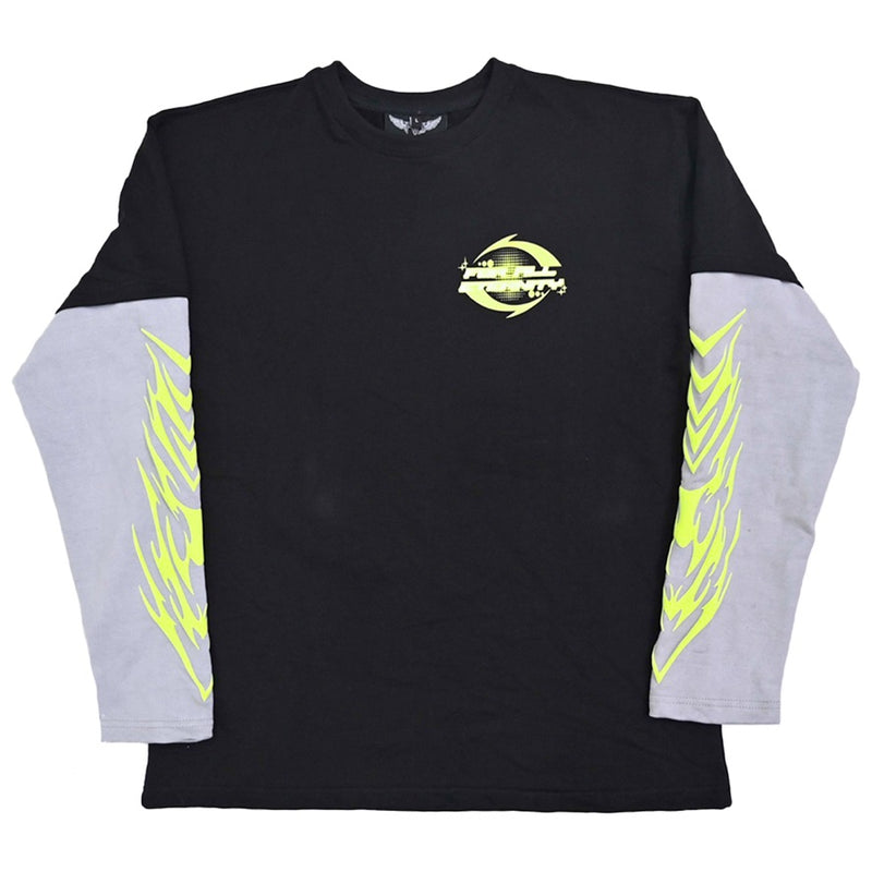 Eternal Snake Layered Long Sleeve Tee (Washed Black)