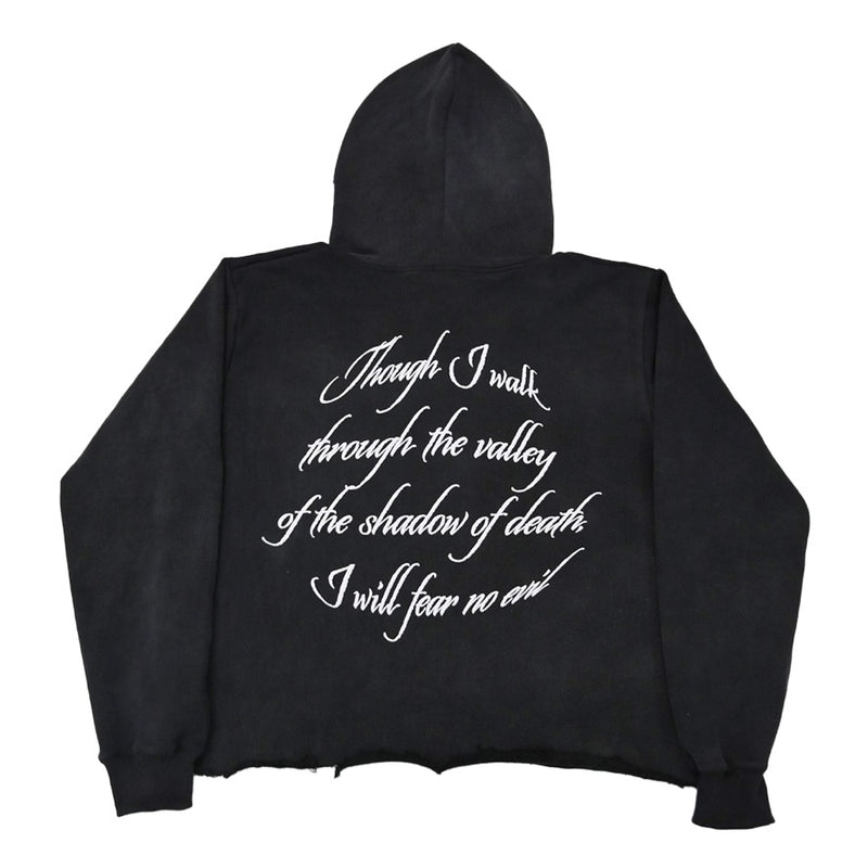 Fear No Evil Cropped Hoodie (Washed Black)