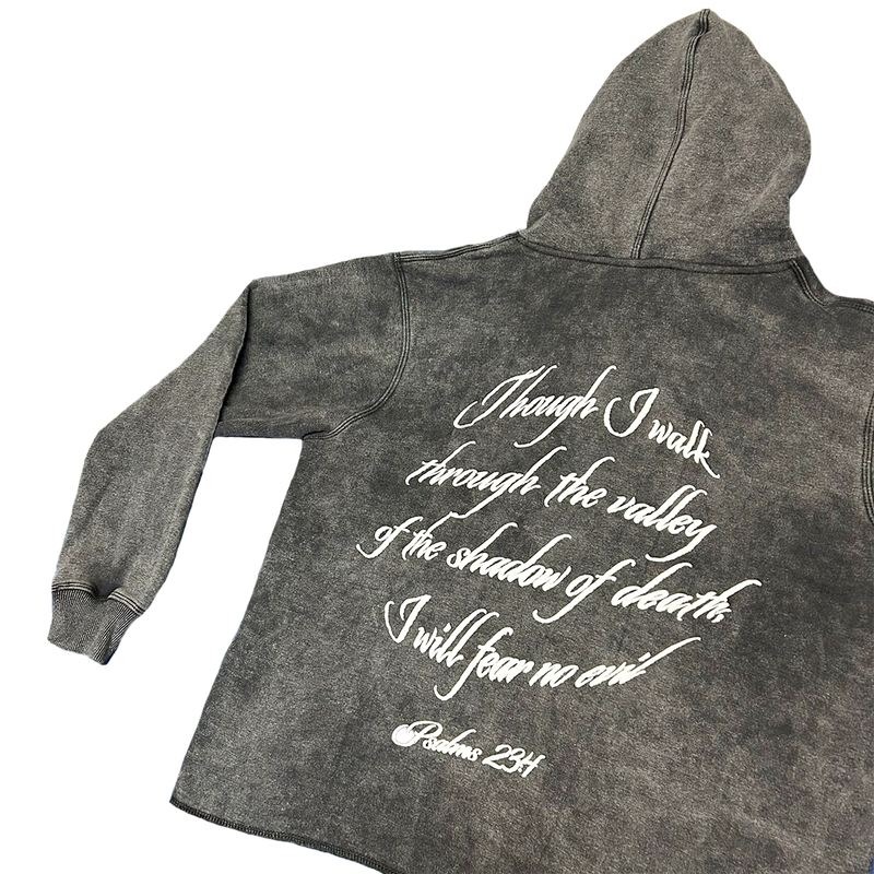 Fear No Evil Cropped Hoodie (Washed Gray)