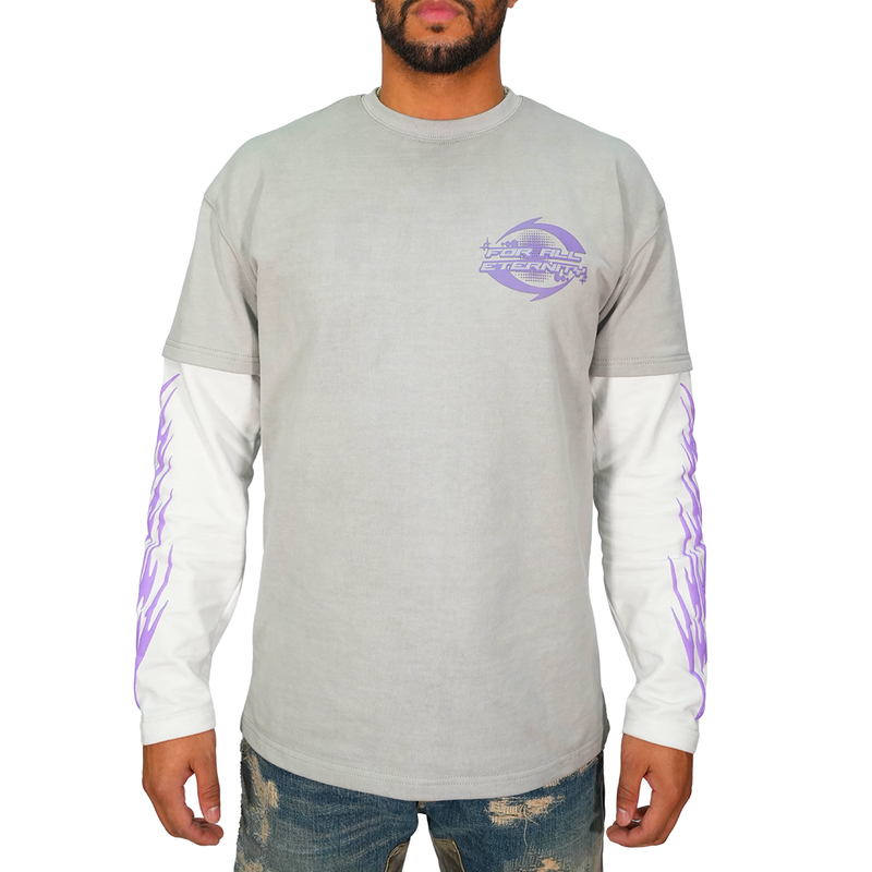 Eternal Snake Layered Long Sleeve Tee (Washed Gray)