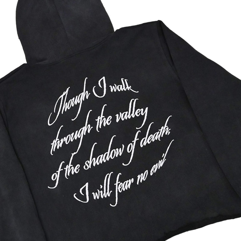 Fear No Evil Cropped Hoodie (Washed Black)