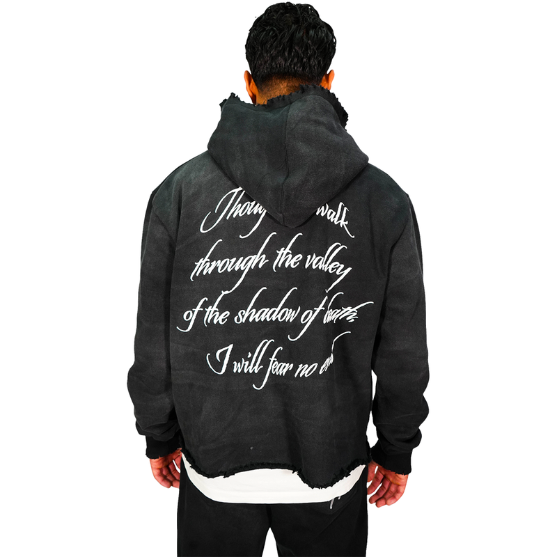 Fear No Evil Cropped Hoodie (Washed Black)