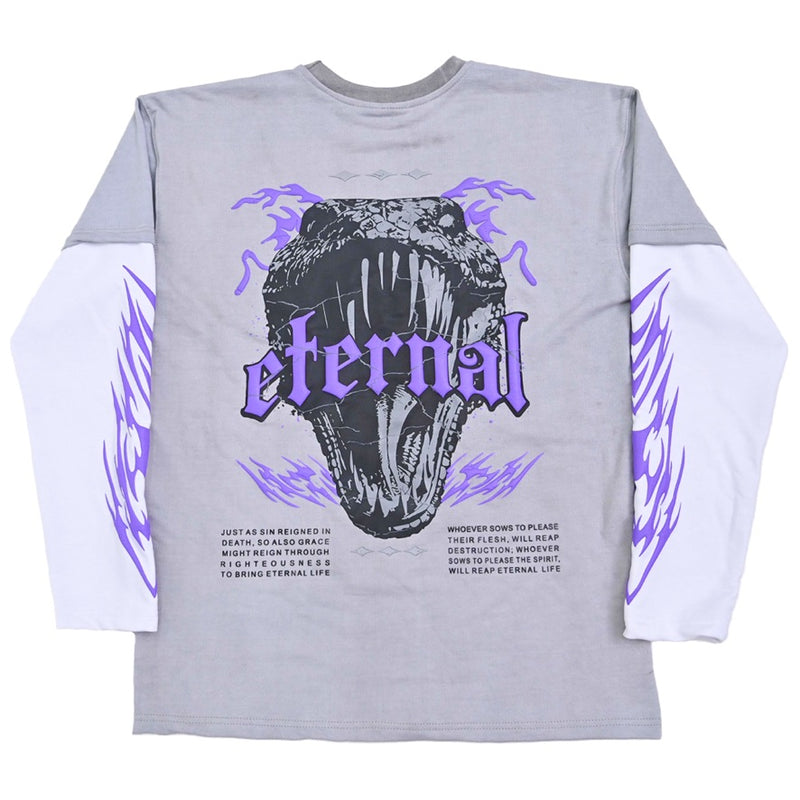 Eternal Snake Layered Long Sleeve Tee (Washed Gray)