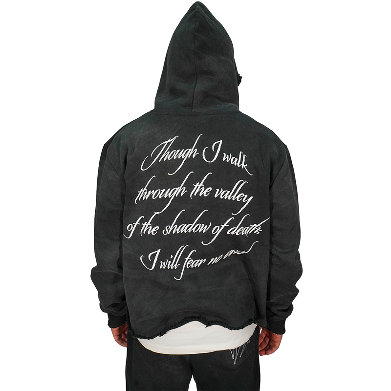 Fear No Evil Cropped Hoodie (Washed Black)