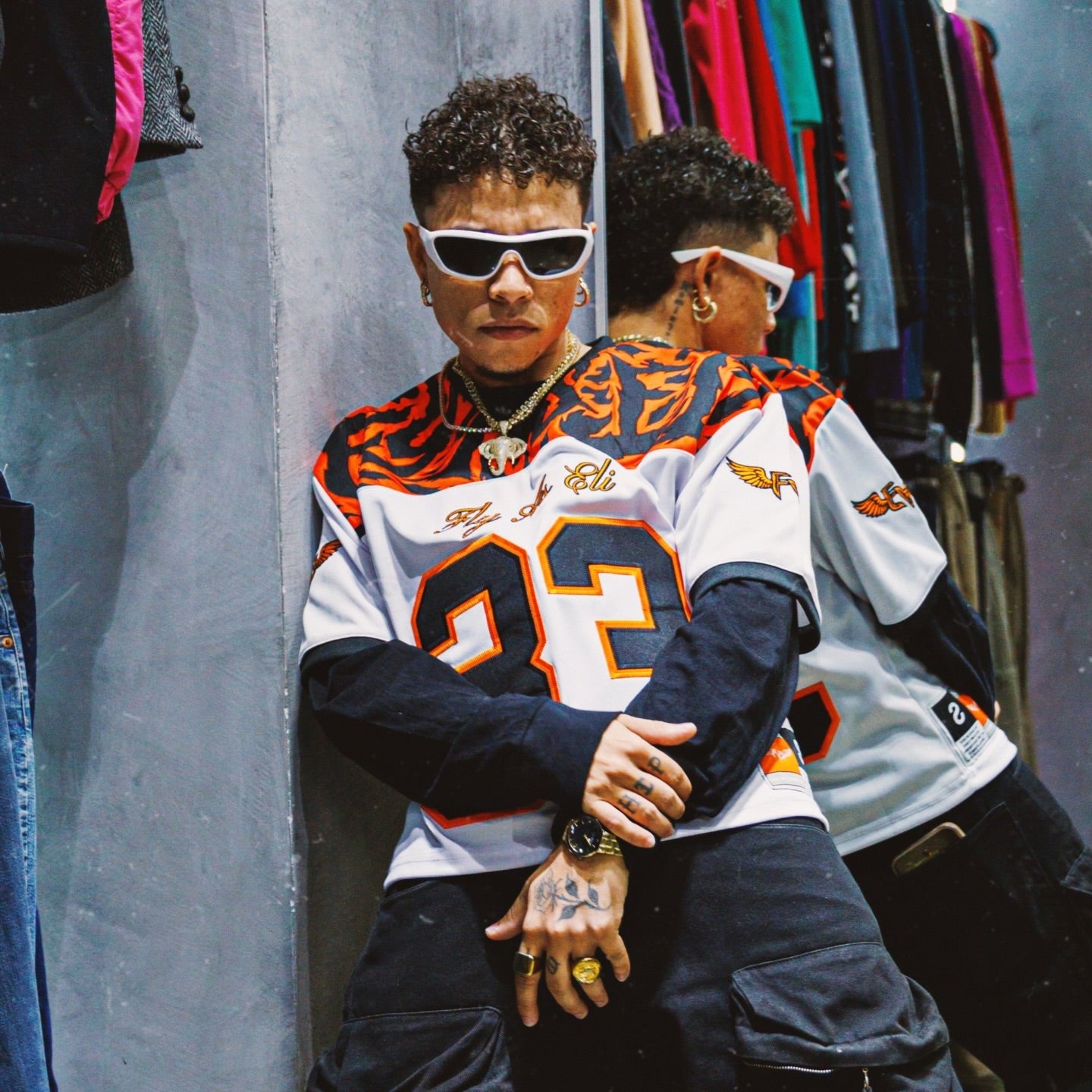 Fly As Eli Bengal Stripes Cropped Football Jersey