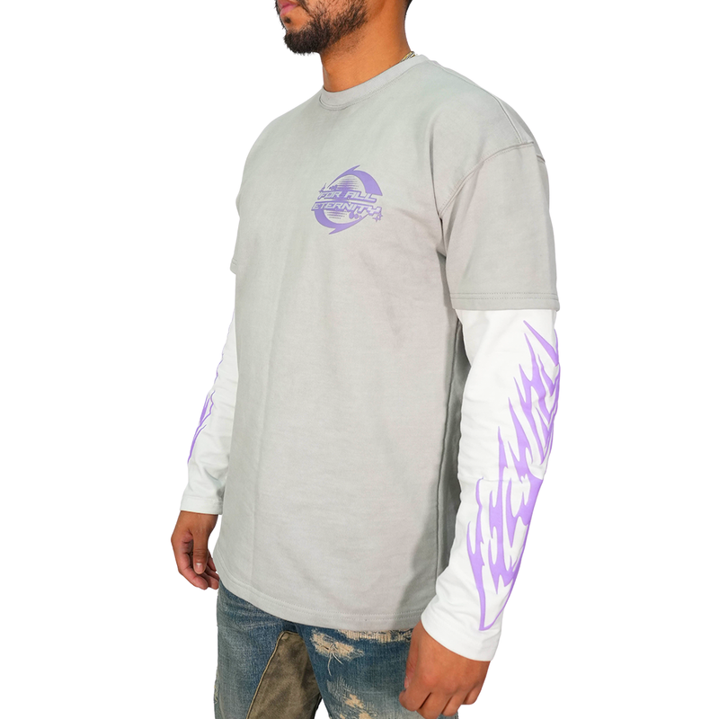 Eternal Snake Layered Long Sleeve Tee (Washed Gray)