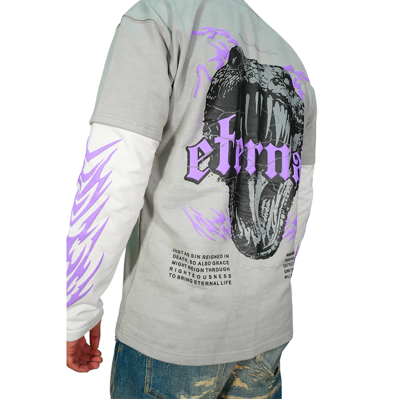 Eternal Snake Layered Long Sleeve Tee (Washed Gray)