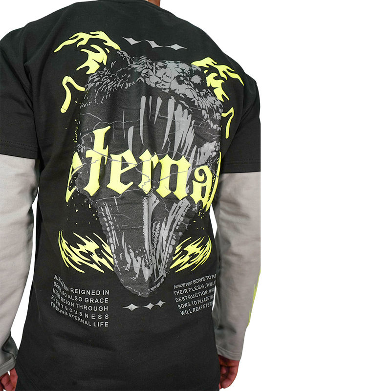 Eternal Snake Layered Long Sleeve Tee (Washed Black)