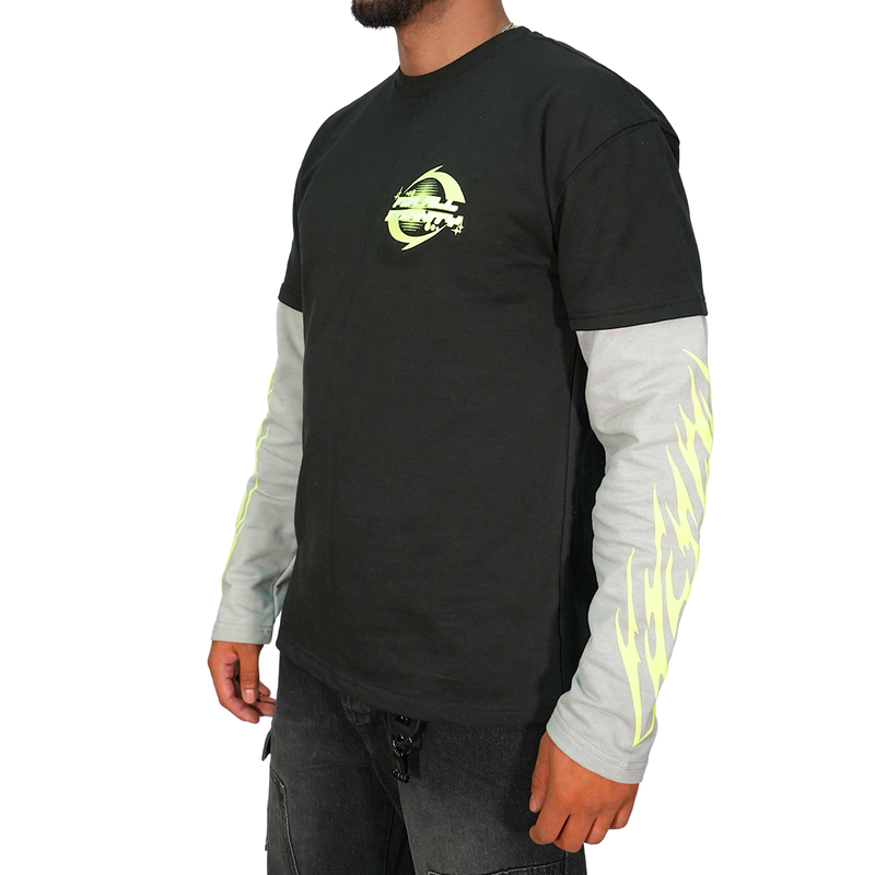 Eternal Snake Layered Long Sleeve Tee (Washed Black)