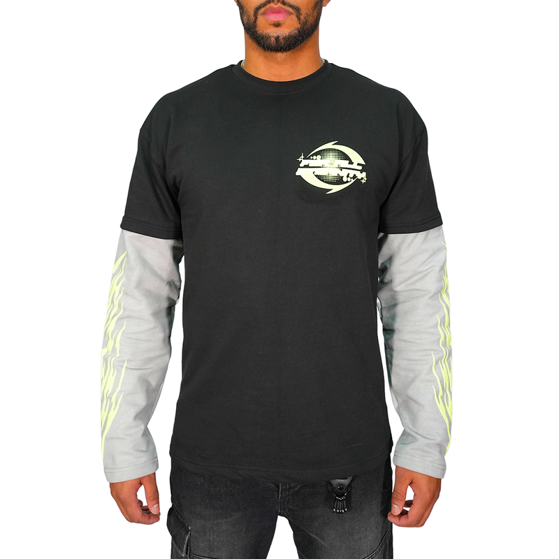 Eternal Snake Layered Long Sleeve Tee (Washed Black)